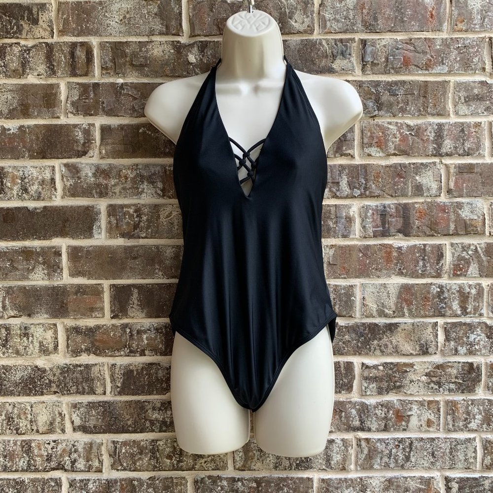 Women's Swimwear One Piece Swimsuit Halter Black Size M